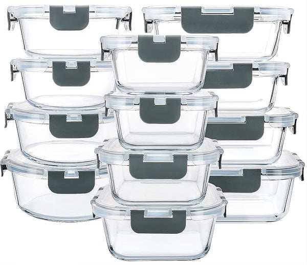 MCIRCO 24-Piece Glass Storage Containers – Airtight & Multiuse